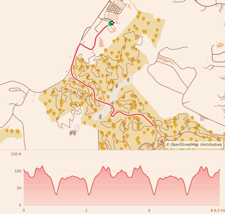 Holiday 5K, 10K, & 13.1M at Williamsburg, VA - 10K course map and elevation profile