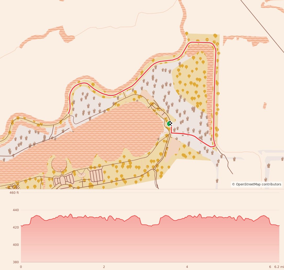 Candy Cane Course - St. Louis - 10K course map and elevation profile