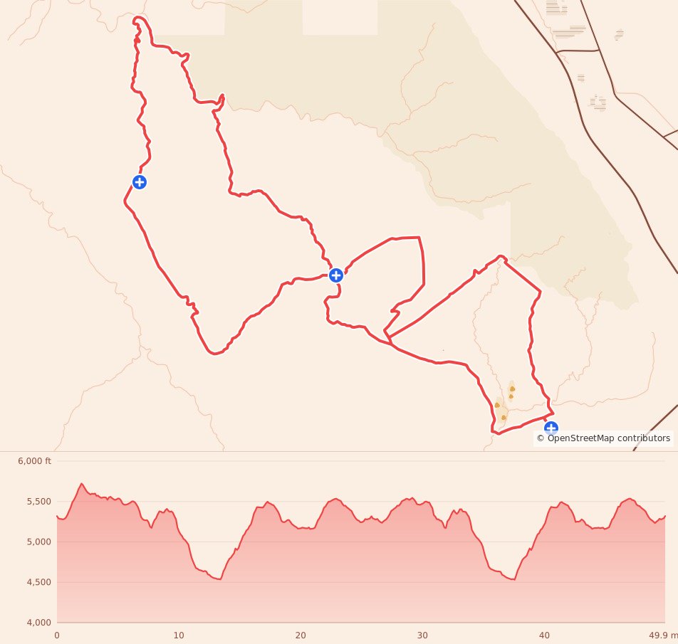 Canyonlands Ultra - 50 Miler course map and elevation profile