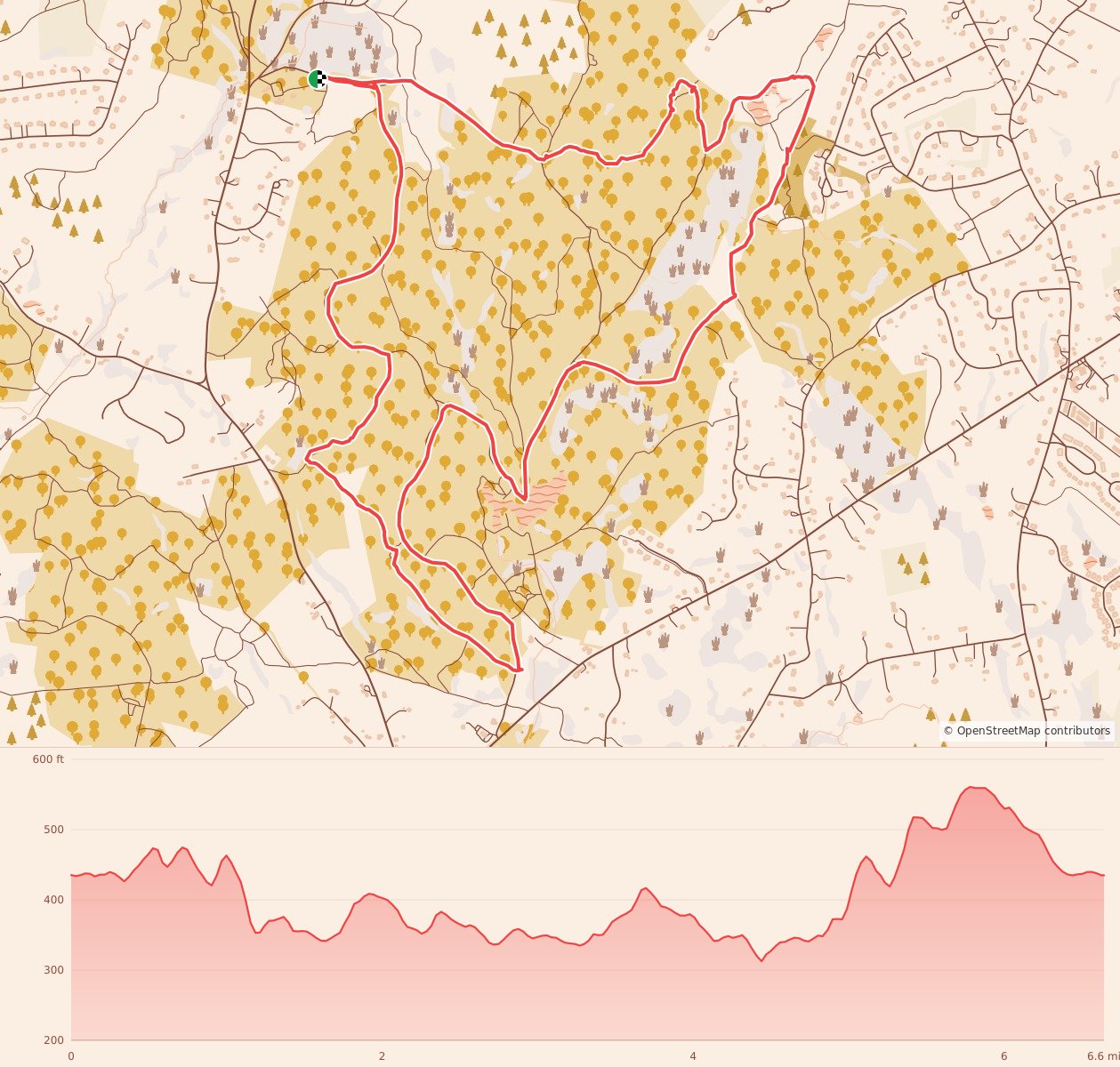Upton 10.5K and Half Marathon Trail Race - 10.5K course map and elevation profile