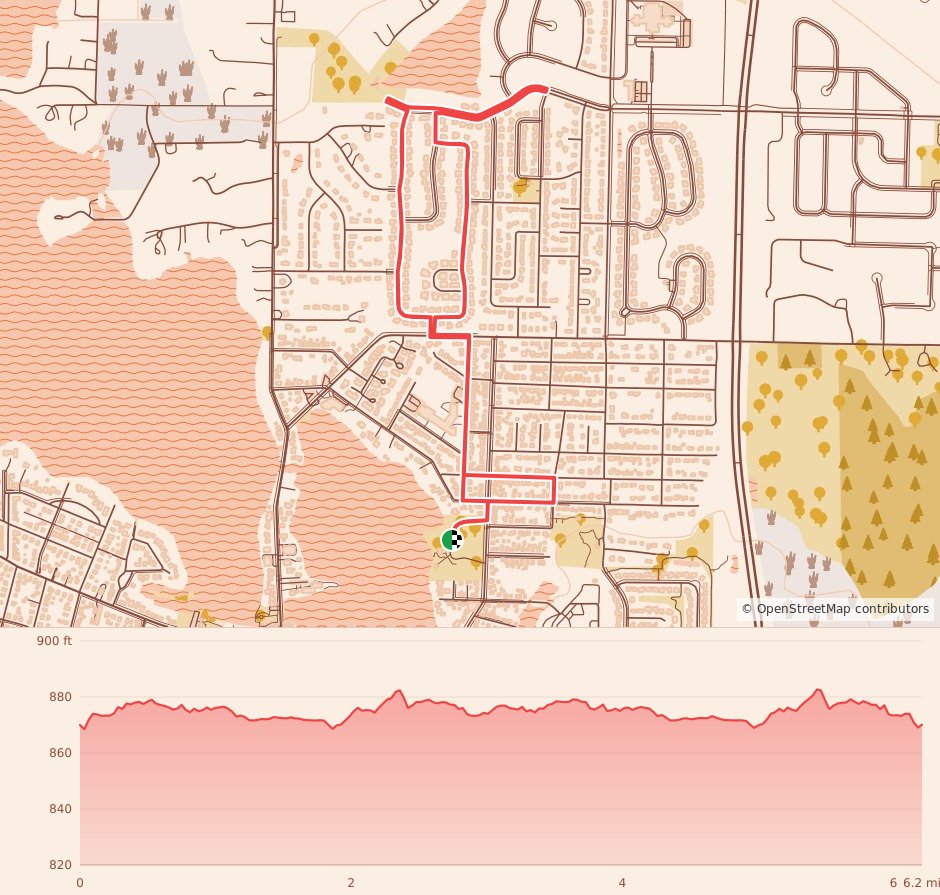 Pumpkin Run - 10K course map and elevation profile