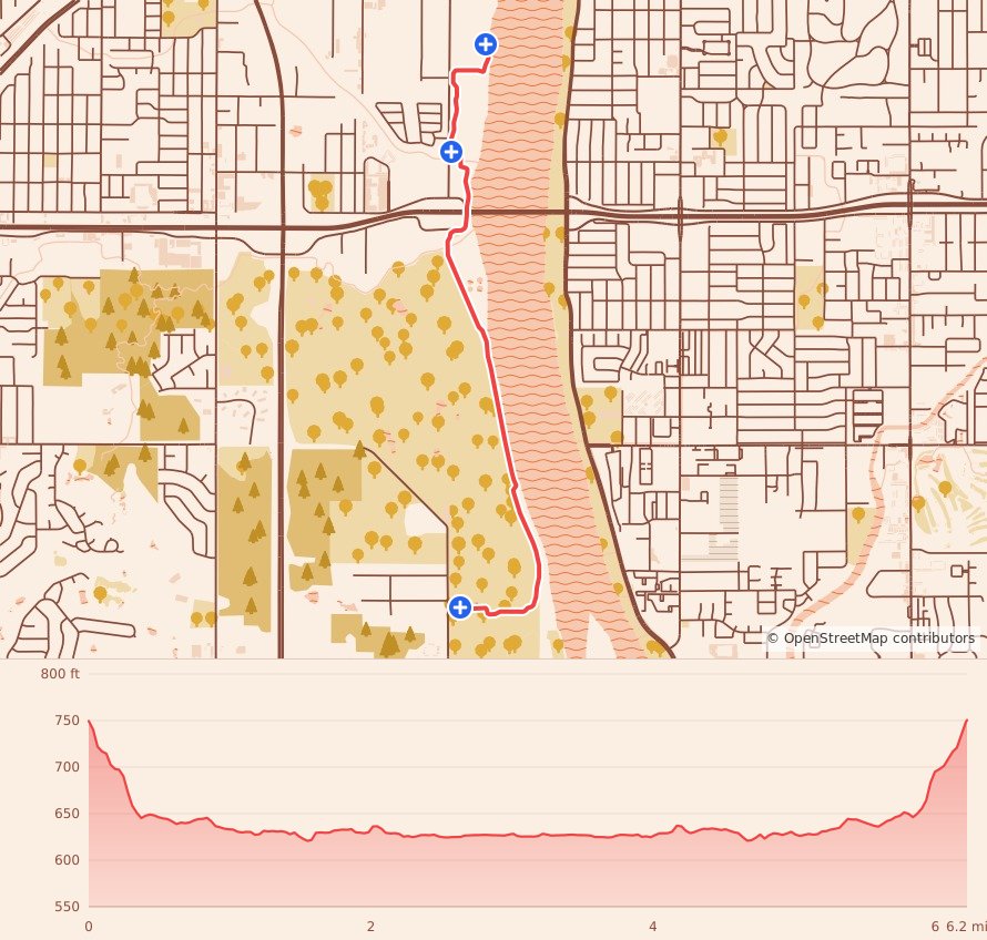 Turkey Shuffle - Tulsa - 10K course map and elevation profile