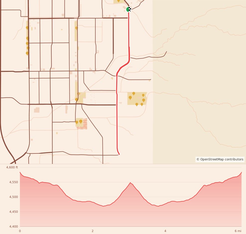 Lady of the Mountain Run - 10K course map and elevation profile