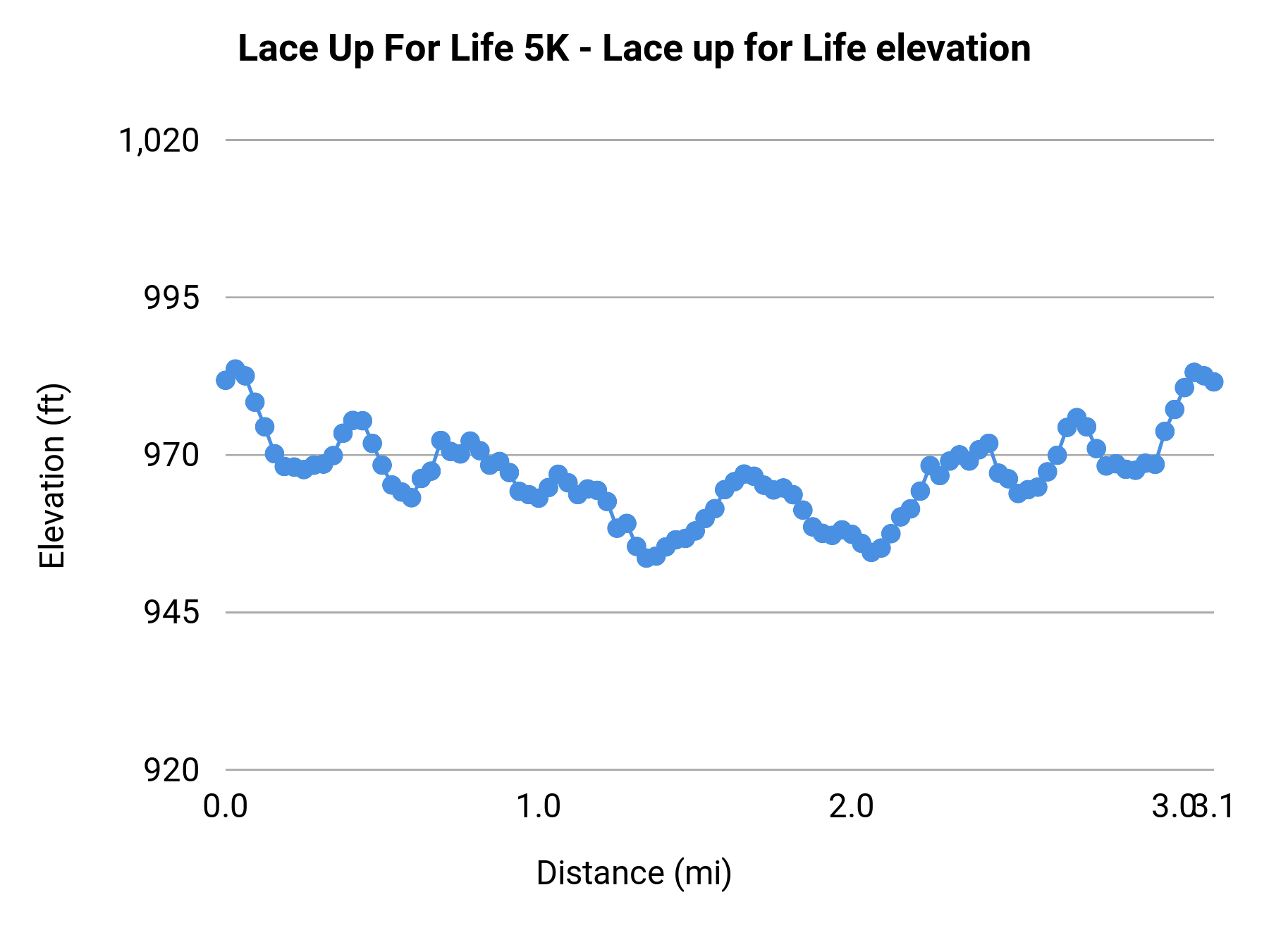 Lace Up For Life 5K - Lace up for Life elevation profile