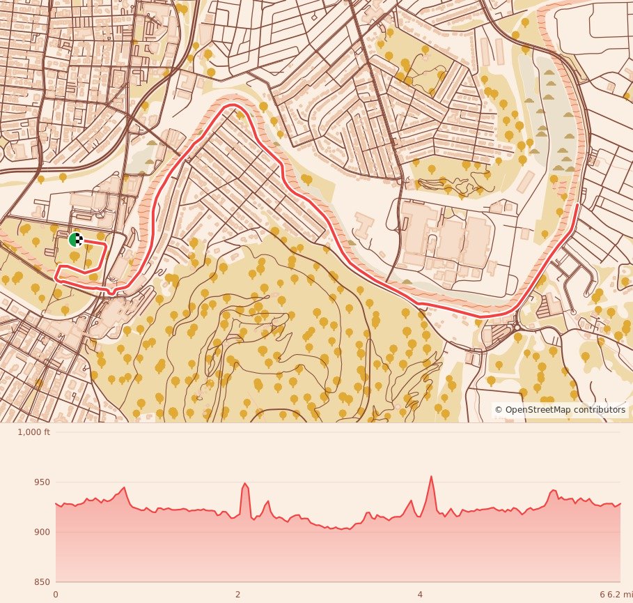 Star City Half Marathon & 10K - 10K course map and elevation profile