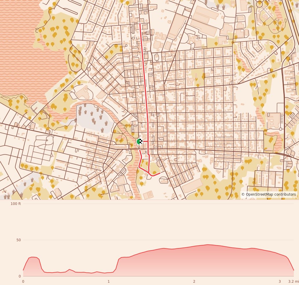 Jolly Holly Holiday Run & Walk - 5K course map and elevation profile