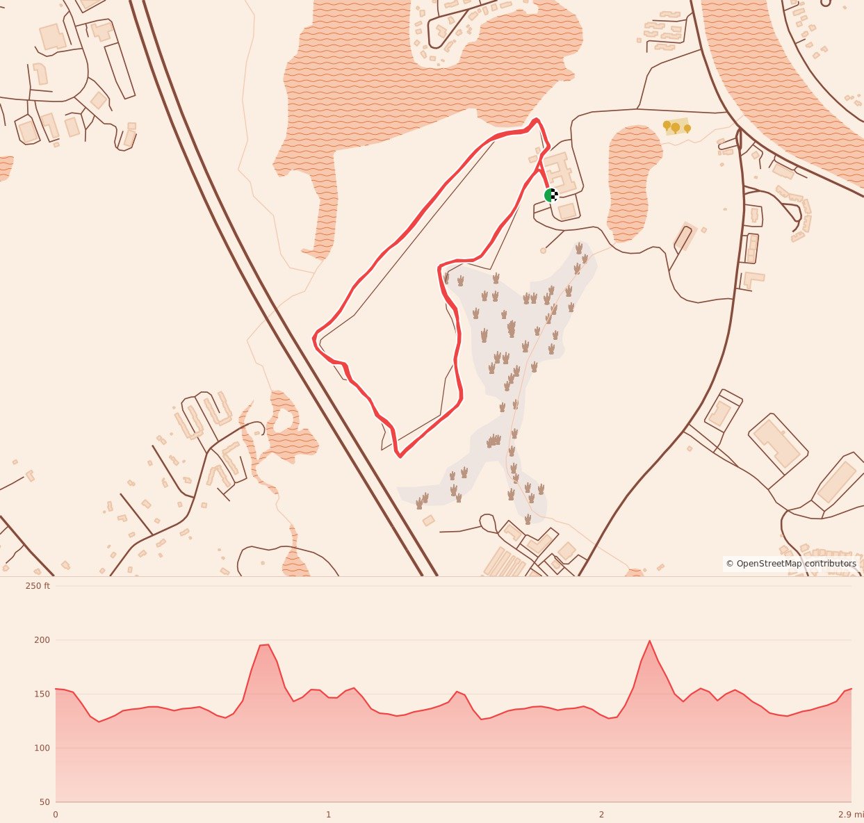 Rachel's Run - 5K course map and elevation profile