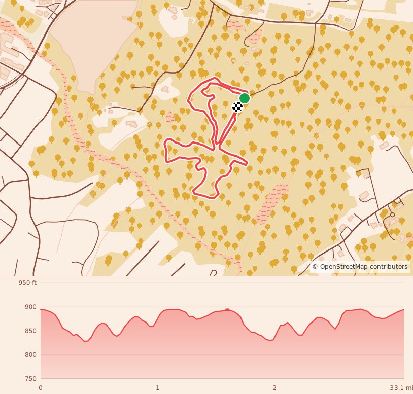 Tacky Sweater 5k Run/Walk - 5K course map and elevation profile