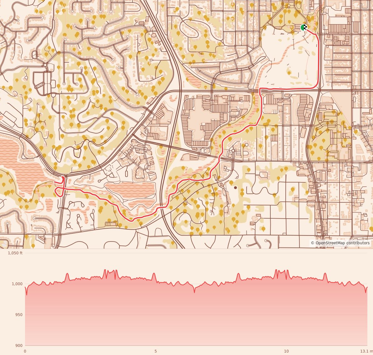 Turkey Trails - Rochester - Half Marathon course map and elevation profile