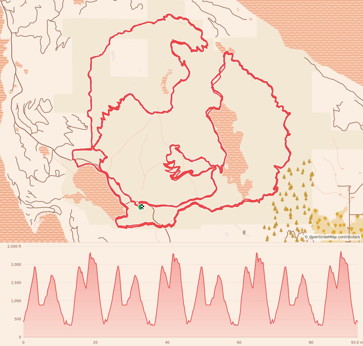 Orcas Island 100 - 100 Miler course map and elevation profile