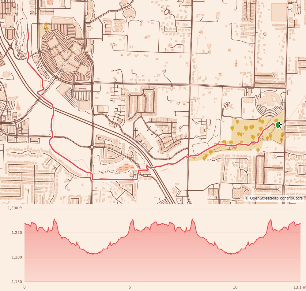 Salute to Veterans 5K/10K/Half Marathon - Rogers, AR - Half Marathon course map and elevation profile