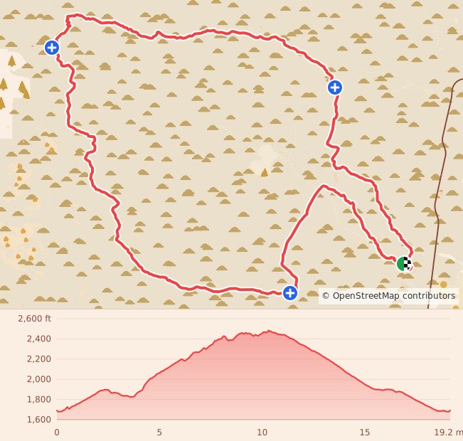 Javelina Jundred - Jackass 31K course map and elevation profile