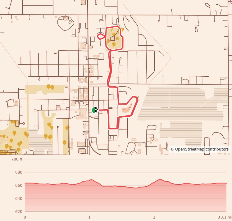 Reason for the Season Run - 5K course map and elevation profile