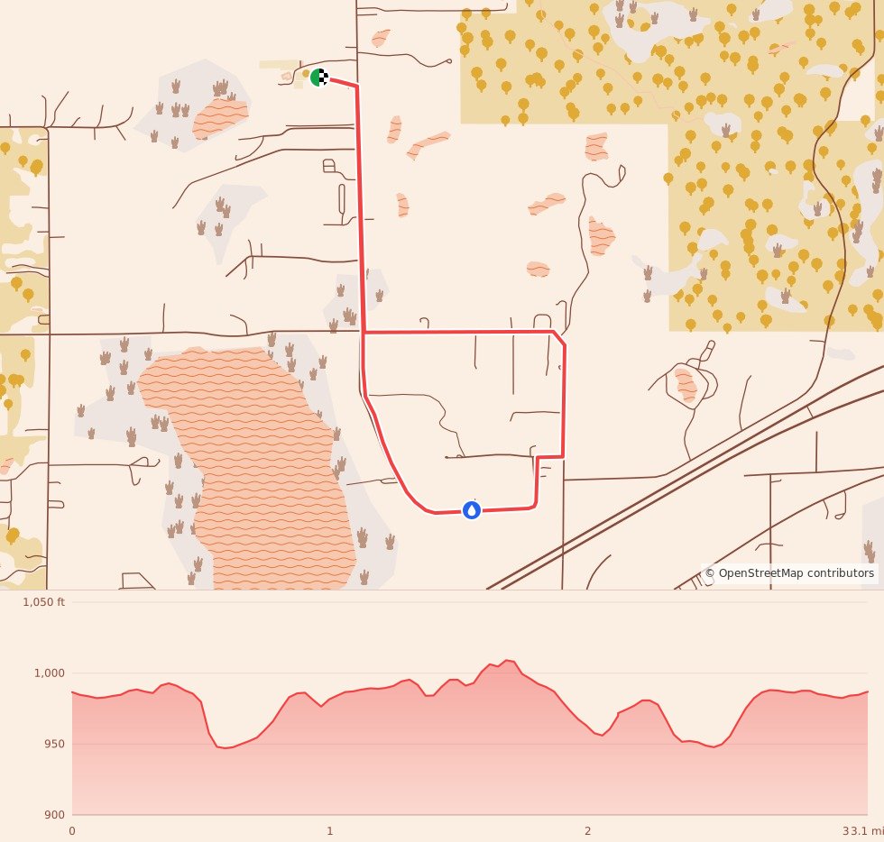 Running Between the Vines - 5K course map and elevation profile