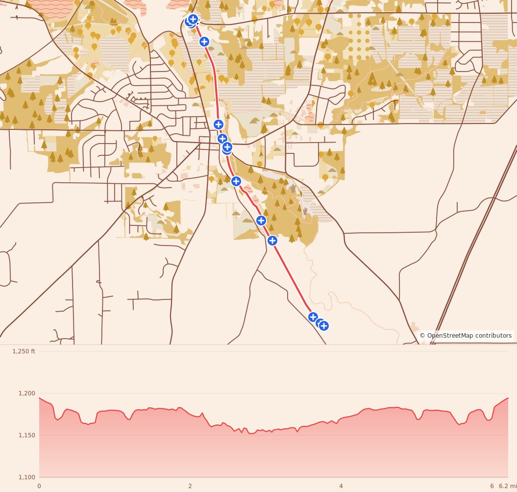Mansfield and Lexington Turkey Trot - 10K course map and elevation profile