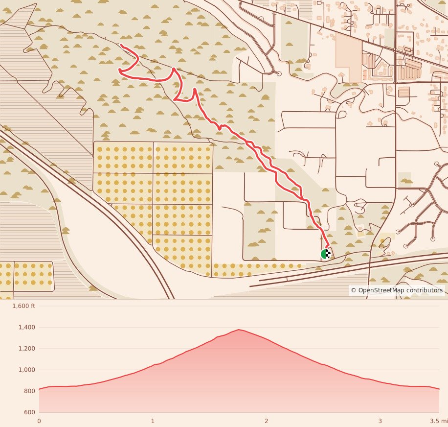 Candy Land Run - 3.5 Miles course map and elevation profile