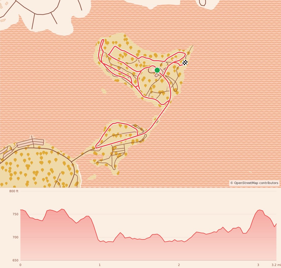 Stuffing Strut - 5K course map and elevation profile