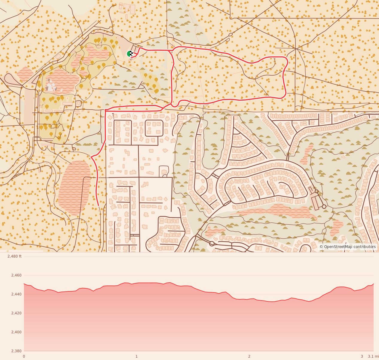 The Turkey Rock 10K/5K/1M - 5K course map and elevation profile