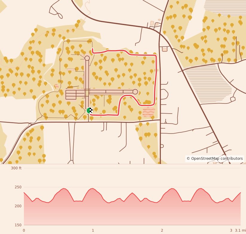 Holiday 5K, 10K, & 13.1M at Bel Air, MD - 5K course map and elevation profile