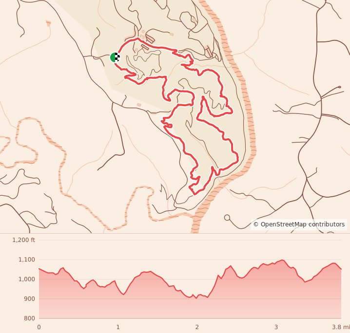Into the Darkness Night Trail Run - 3.6 Miles course map and elevation profile