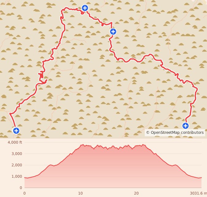 That's No Moon - 50K course map and elevation profile