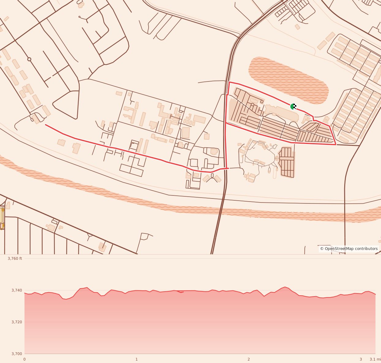 Flying Horse Half Marathon, 10K & 5K - 5k Run course map and elevation profile