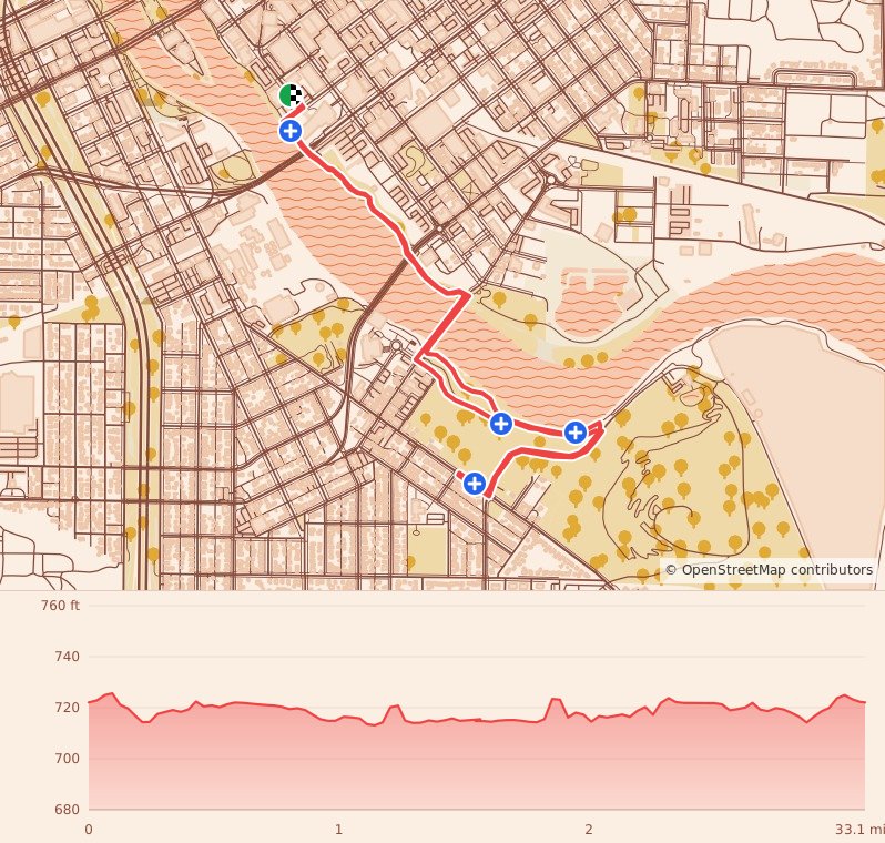 Cedar Rapids Turkey Trot 5K Run/Walk - 5K course map and elevation profile