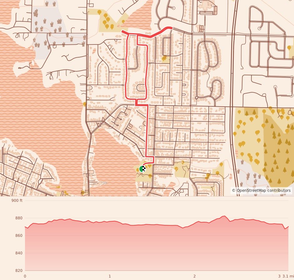 Pumpkin Run - 5K course map and elevation profile