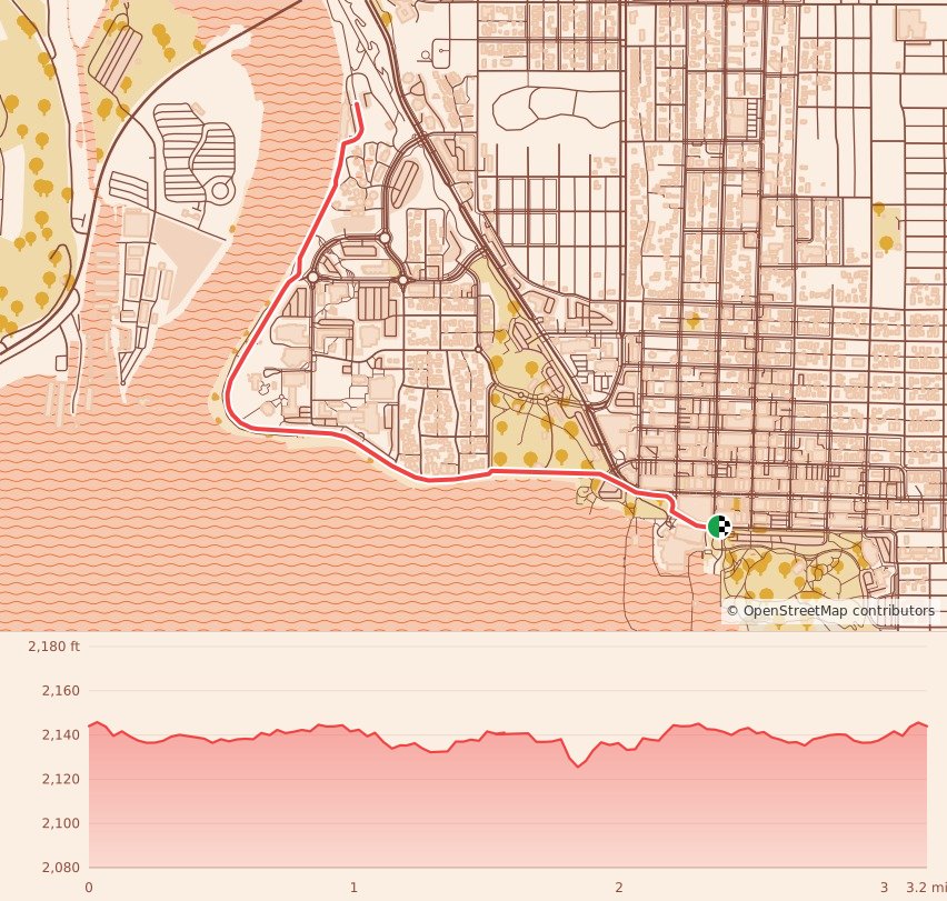 Santa Run - 5K course map and elevation profile