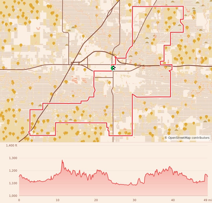 Life Time Unbound Gravel - 50 course map and elevation profile