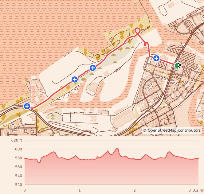 Hermes Dead Sprint - 5K course map and elevation profile