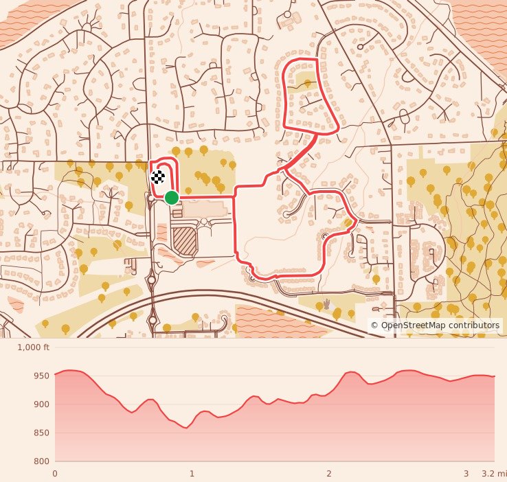 Skyline Donut Dash - 5K course map and elevation profile