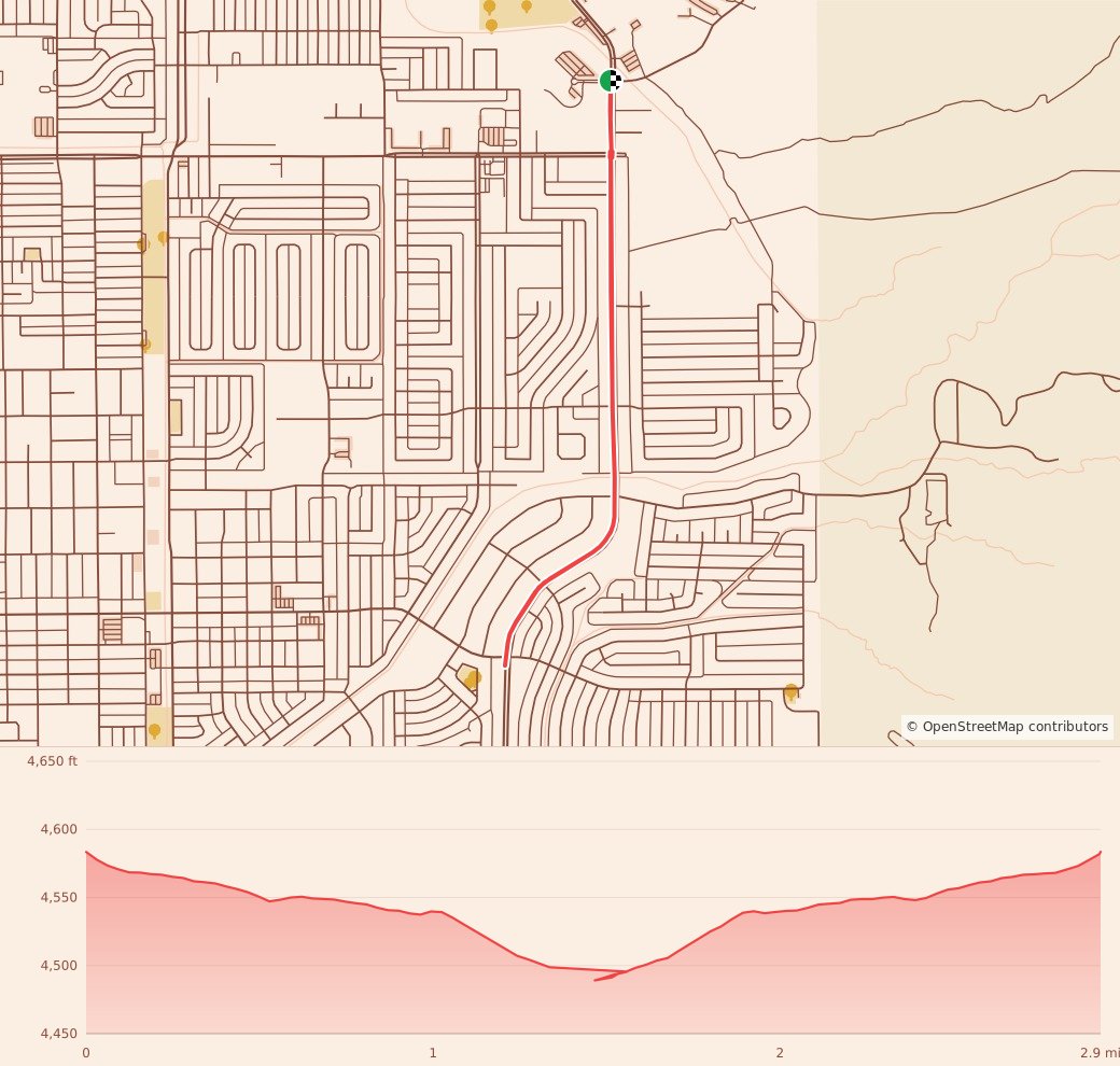 Lady of the Mountain Run - 5K course map and elevation profile