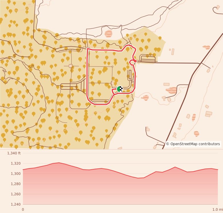 SLS Dash 5K for Neurodiversity - 1 Mile course map and elevation profile