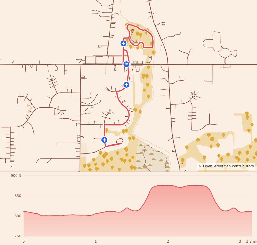 Christmas in the Valley - 5K course map and elevation profile
