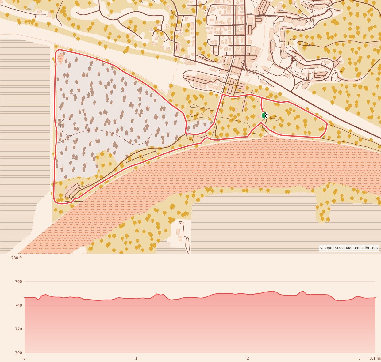 Veterans Day 5K, 10K & 15K - 5K course map and elevation profile