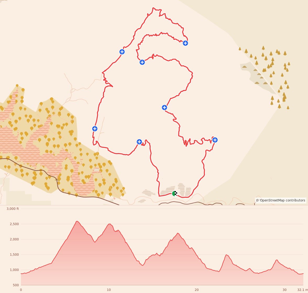 HOKA Pacific Trails California by UTMB - 50K course map and elevation profile
