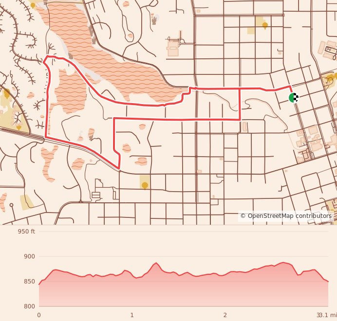 Fox Trot Thanksgiving 5k - 5K course map and elevation profile