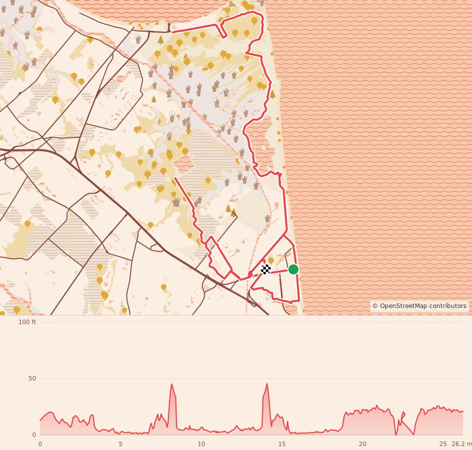 Rehoboth Seashore Marathon and Half Marathon - Rehoboth Seashore Marathon course map and elevation profile