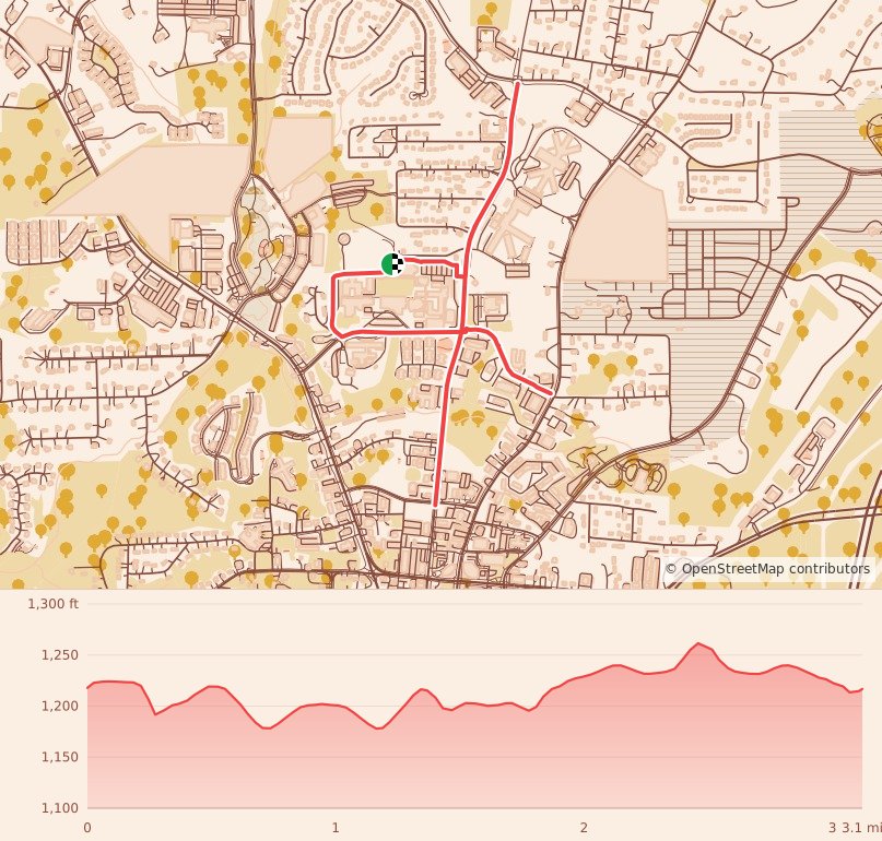 Dr. Jim and Peggie Morrow Glow Run 5K - 5K course map and elevation profile