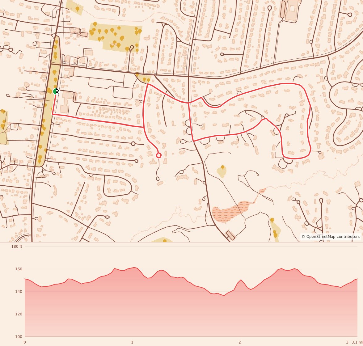 Center School's Halloween Hustle 5k Run/Walk - 5K course map and elevation profile