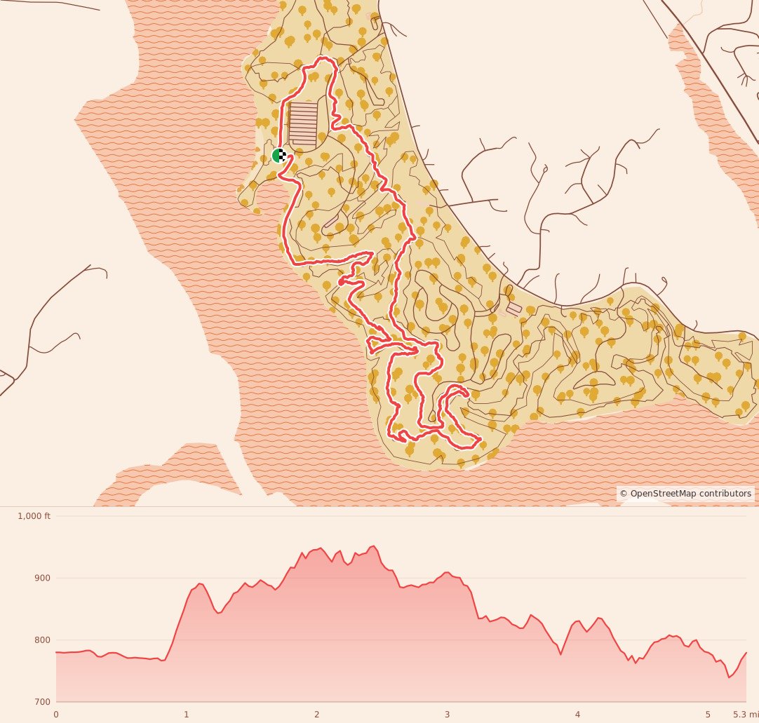 Ragnar Trail Ohio - Yellow Loop course map and elevation profile