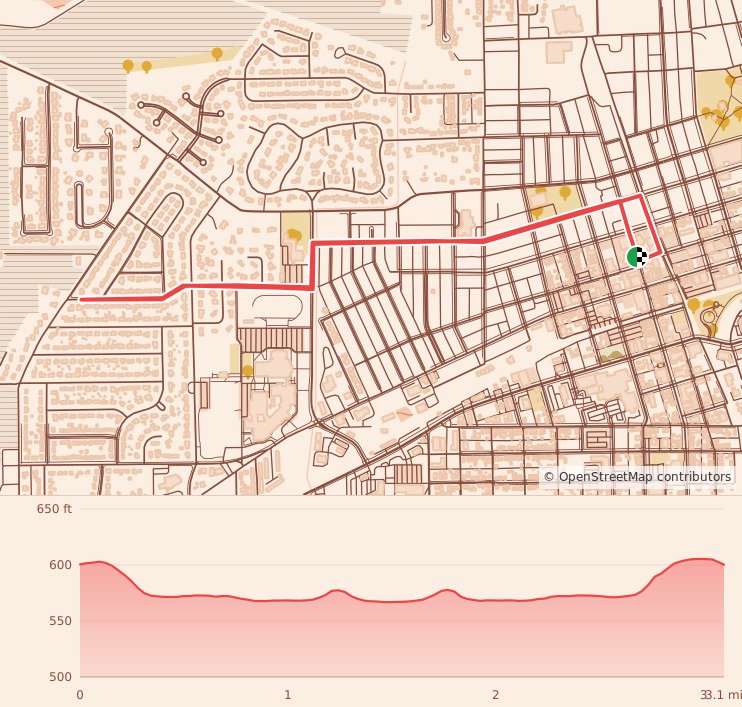 Jingle all the 5K - 5K course map and elevation profile