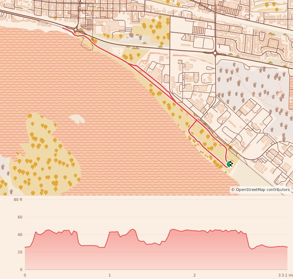 Scary Run - 5K course map and elevation profile