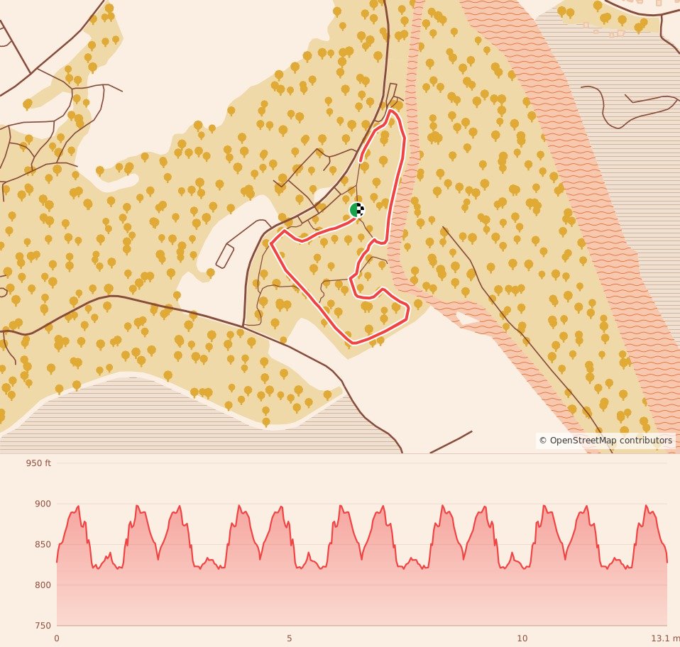 Holiday 5K, 10K, & 13.1M at Knoxville, TN - Half Marathon course map and elevation profile