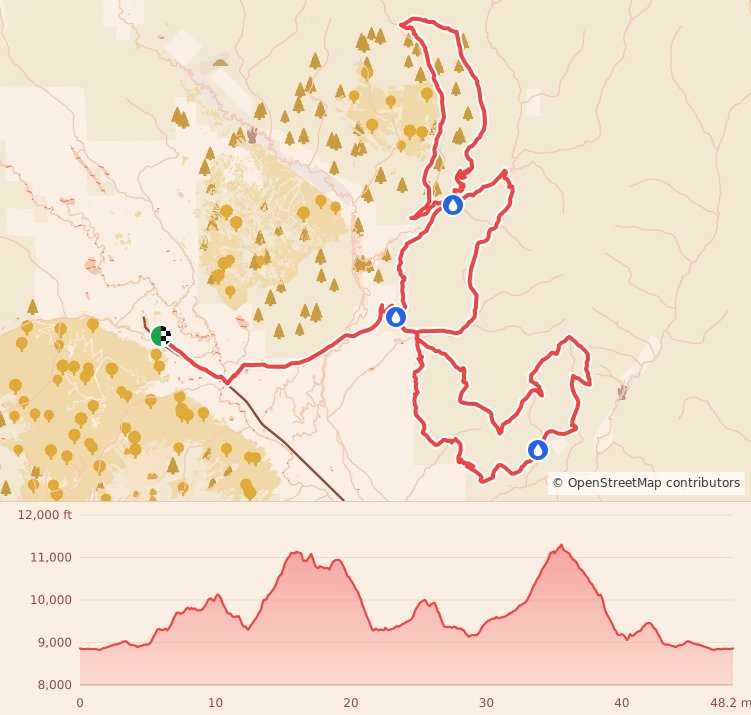 Crested Butte Ultra - 50 Miler course map and elevation profile