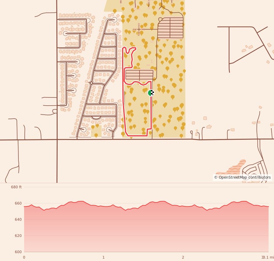 Holiday 5K, & 10K at Owasso, OK - 5K course map and elevation profile