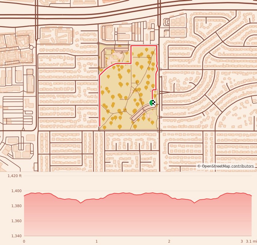 Holiday 5K, 10K & 13.1M at Phoenix, AZ - 5K course map and elevation profile