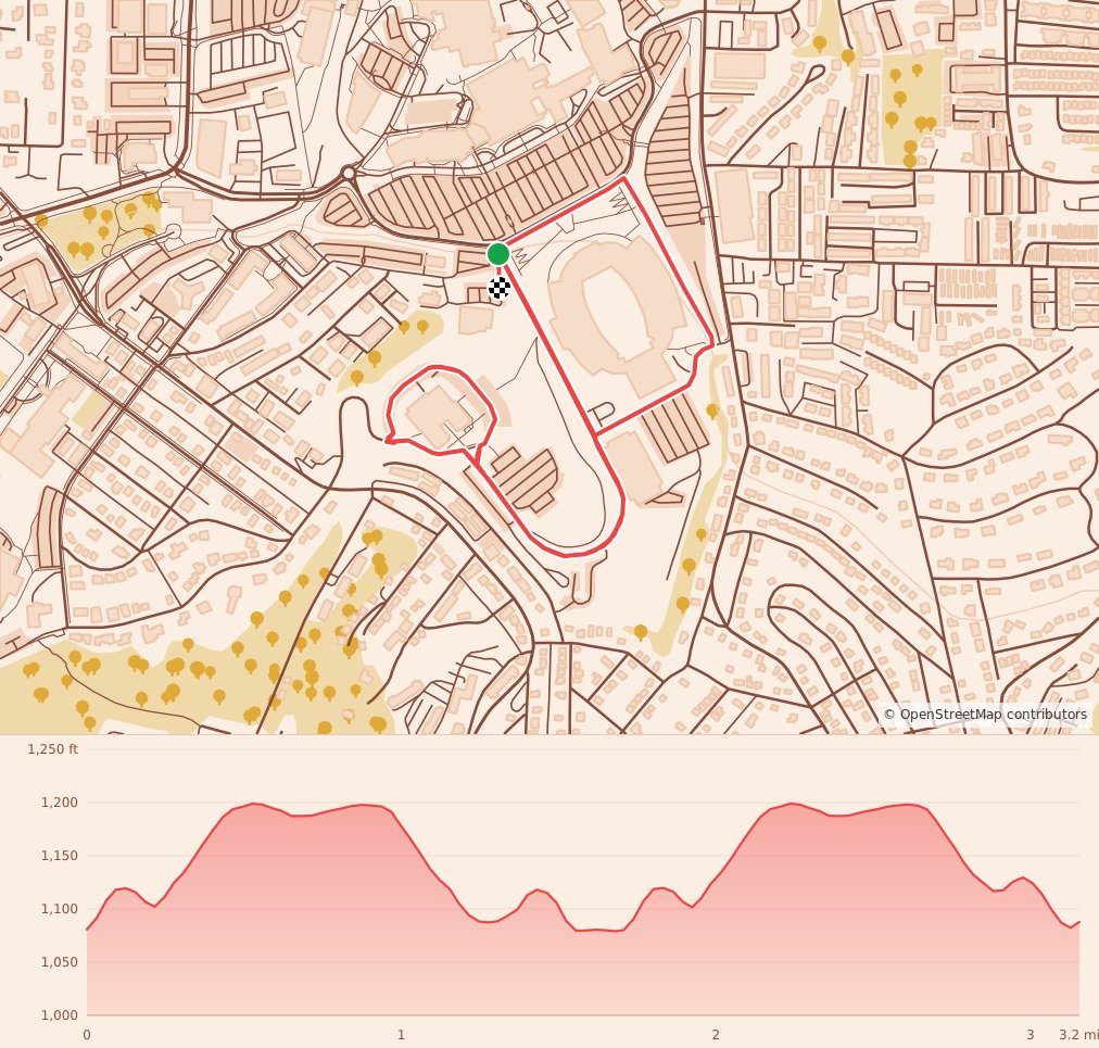 Run Santa Run 5K - Morgantown - 5K Run/Walk course map and elevation profile