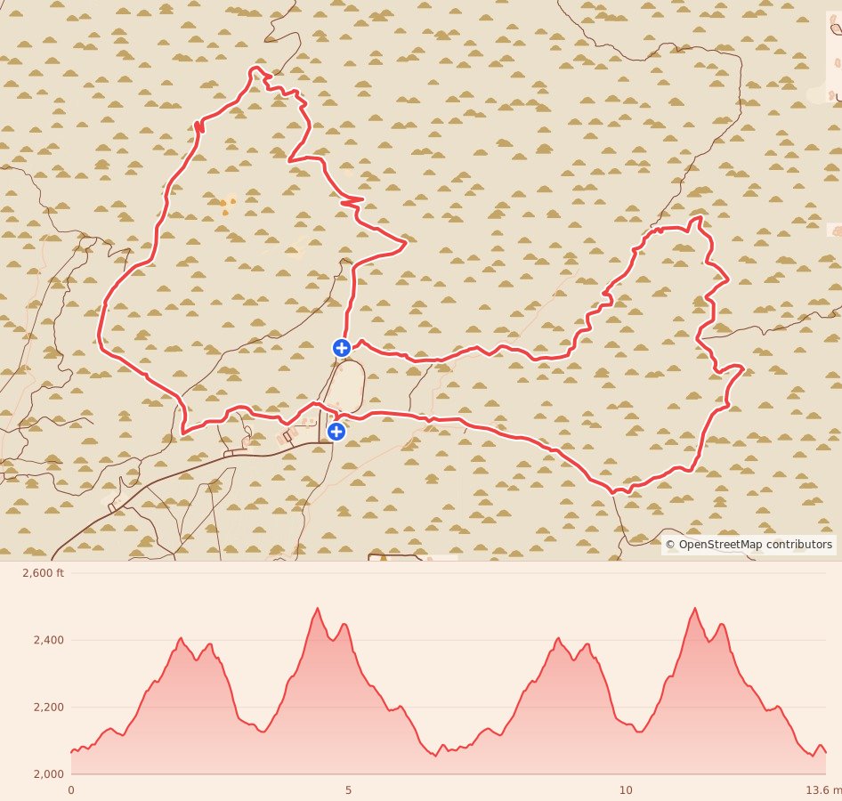 Thrasher Night Trail - 22K course map and elevation profile